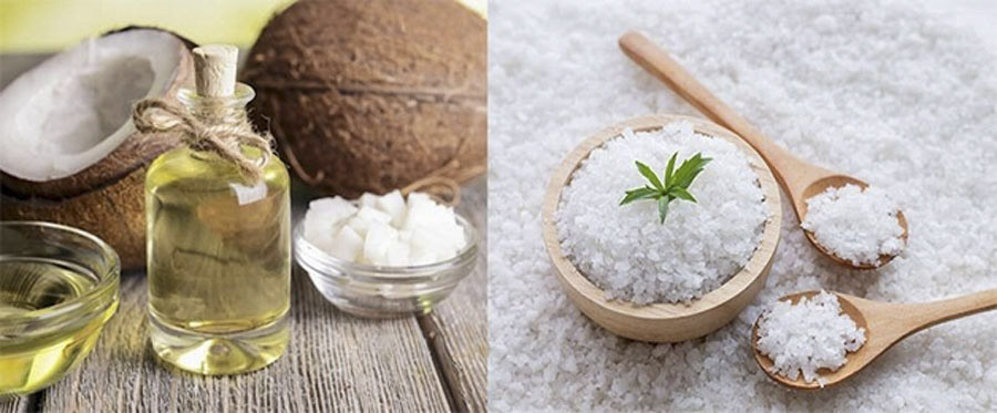 Tẩy da chết bằng muối biển và dầu dừa