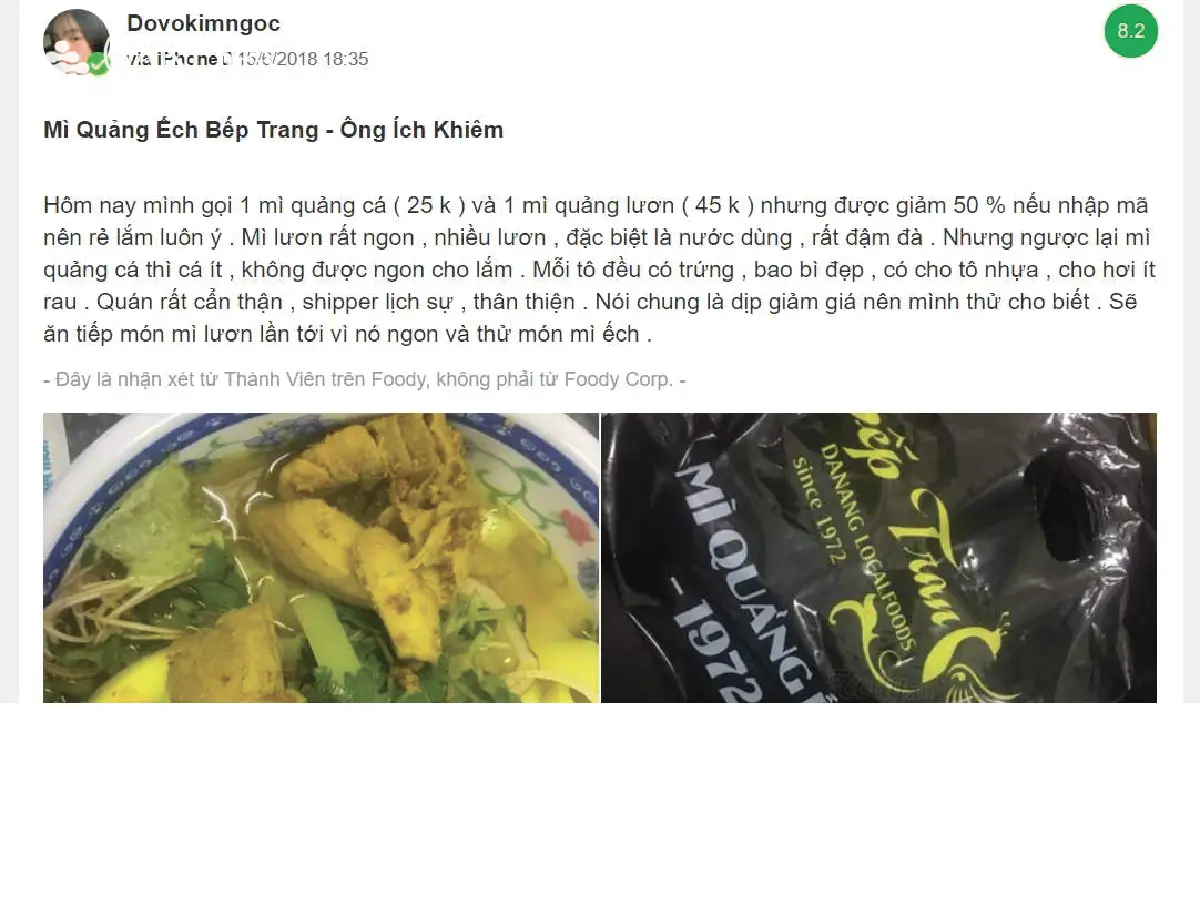 mì quảng ếch bếp Trang