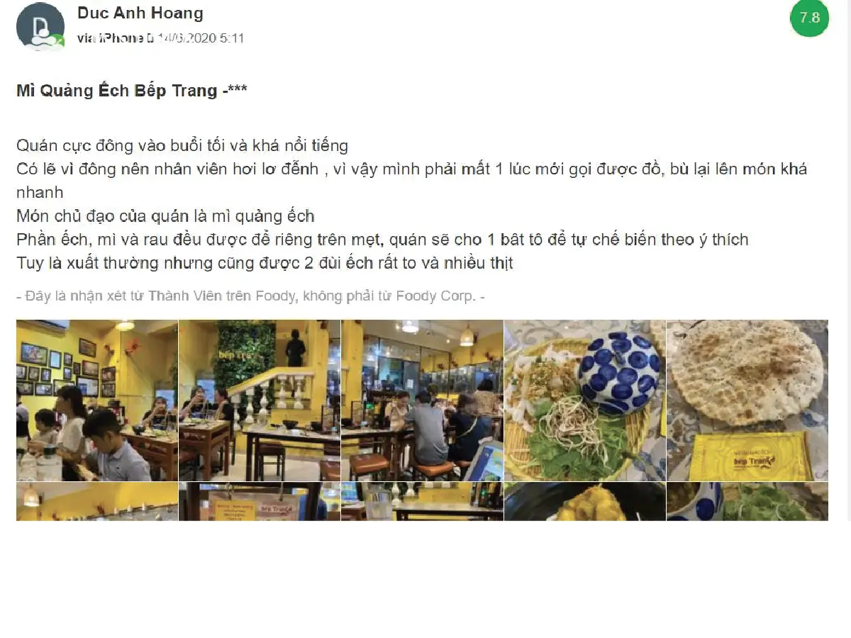 mì quảng ếch bếp Trang