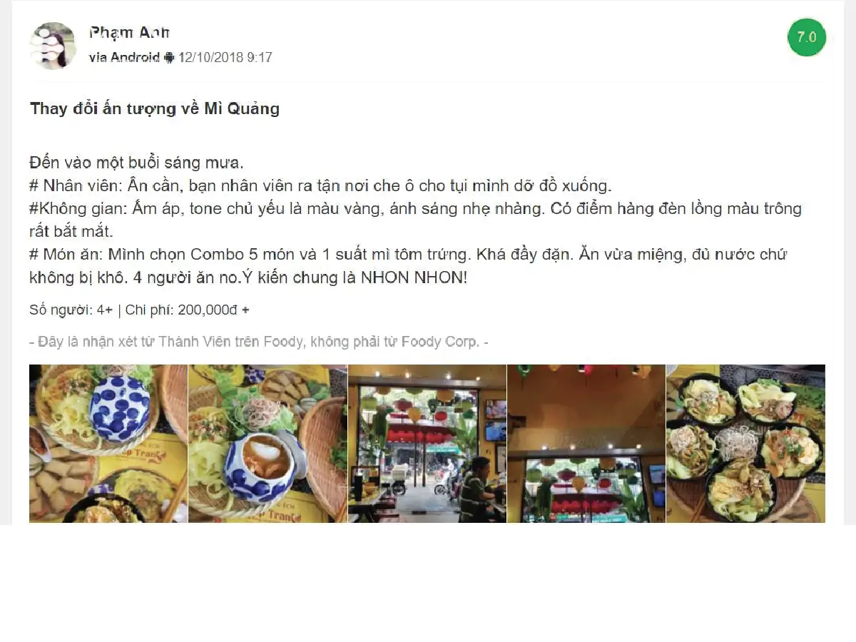 mì quảng ếch bếp Trang