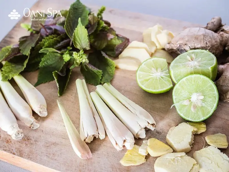 xông mặt bằng lá tía tô Kết hợp lá tía tô, sả, chanh